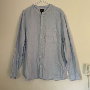 H&M Light Blue Collarless Button-Down Shirt